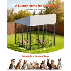 Lauko šunų voljeras VEVOR SKU2025001, Juoda/sidabrinė, 1,12 × 1,15 × 1,25 m — 4 nuotrauka