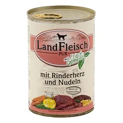 LandFleisch konservai šunims su jaučių širdelėmis ir makaronais 6×400 g