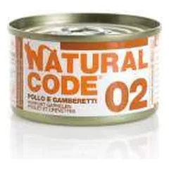 Natural Code 02 drėgnas maistas suaugusioms katėms su vištiena ir krevetėmis, 85 g nuotrauka