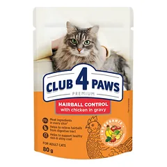 CLUB 4 PAWS Premium konservuotas pašaras palengvinantis plaukų sąvėlų šalinimą, 80 g