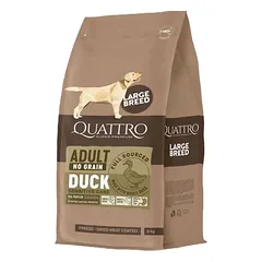 Quattro begrūdis sausas maistas didelių veislių suaugusiems šunims su antiena 3 kg
