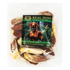 REAL DOG SNACKS Triušio ausys su minkšta triušiena 500g