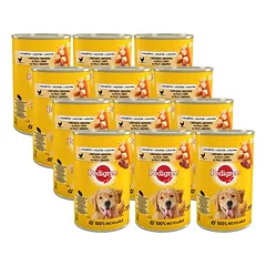 PEDIGREE Adult konservų dėžutė 12x400 g - drėgnas šunų ėdalas su vištiena ir daržovėmis drebučiuose