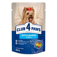 CLUB 4 PAWS PREMIUM SU LAŠIŠA PADAŽE. VISAVERTIS KONSERVUOTASPAŠARAS MINIATIŪRINIŲ IR MAŽŲ VEISLIŲ SUAUGUSIEMS ŠUNIMS 100g.x24vnt.