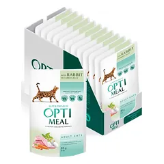 OPTIMEAL Rabbit in Carrot jelly – konservai katėms be grūdų su triušiena ir morkomis, drebučiuose, 85g*12vnt.
