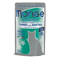 Monge Natural kons. pašaras suaugusioms katėms tuno kąsneliai su antiena želėje 80g parduotuvėje vetprekes.lt