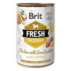 Brit Fresh konservai šunims su vištiena ir saldžiosiomis bulvėmis 6x400g