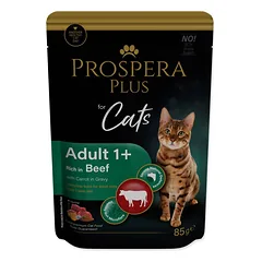 Prospera Plus Cat Pouch Adult 1+ Beef And Carrot šlapias maistas katėms su jautiena ir morkomis padaže, 85 g