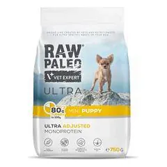 Raw Paleo Vet Expert Ultra Turkey Mini Puppy begrūdis, sausas maistas šuniukams, 0,75 kg