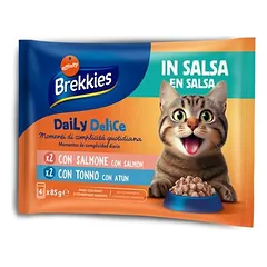 Brekkies Daily Delice Adult Cat 80 x 85 g, drėgnas maistas katėms, Mixpaket in Gelee (Chicken, Turkey, Salmon, Tuna) — 4 nuotrauka