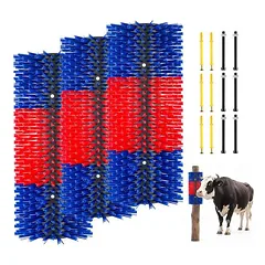 Gyvulių draskymo šepečiai VEVOR FL-CBB011, 3 vnt, Mėlyna/raudona/juoda, 435 × 190 × 100 mm