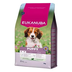 EUKANUBA Puppy Small Medium Breeds Lamb Rice 3 kg sausa maistas šuniukams mažų ir vidutinių veislių, turintis avienos ir ryžių