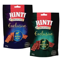 RINTI Singlefleisch Išskirtinis šunų skanėstų mišinys su žirgais ir žvėriena 12x50 g