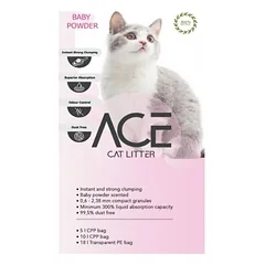 Ace Baby Powder Cat Litter sukraunamos smiltys katės tualetui su kūdikių pudros kvapu, 5 l