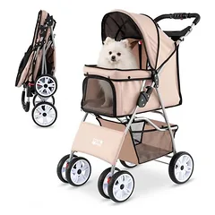 Giantex sulankstomas vežimėlis šunims su stogeliu nuo saulės ir gėrimų laikikliu, Vidutiniams 11–25 kg — 2 nuotrauka