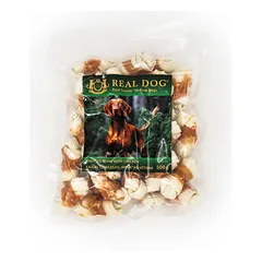 Kaulas su mazgais REAL DOG Snacks Apsuktas vištiena 500g