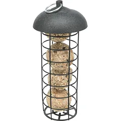 Trixie Fat Ball Feeder/Roof lesykla paukščiams su stogeliu, 4 riebalinėms kamuoliukams, metalas/plastikas, ø10×21 cm, juoda — 3 nuotrauka