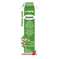 Sera Phyto med Mycozid priemonė nuo išorinių grybelinių infekcijų dekoratyvinėms žuvims gėlavandeniuose akvariumuose ir sodo tvenkiniuose, 100 ml