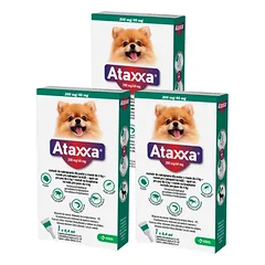 3x KRKA Ataxxa 200 mg/40 mg lašai šunims, sveriantiems iki 4 kg