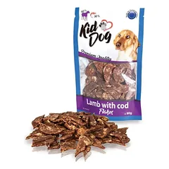 KIDDOG Flakes ėrienos+menkės griežinėliai 80g.