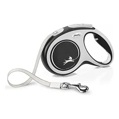 Flexi New Comfort ritininis pavadėlis šunims M (juosta) 5 m, juodas parduotuvėje grandwoof.lt