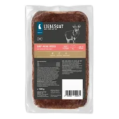 Liebesgut Hundefutter 14 x Barf-Menü Hirsch mit Gemüse und Waldbeeren