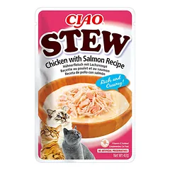 CIAO Stew troškinys katėms su vištiena ir lašiša, 40 g.