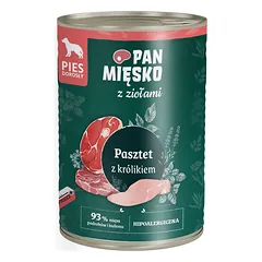 PAN MIĘSKO su žolelėmis – triušienos paštetas, šlapias šunų maistas, 400 g 