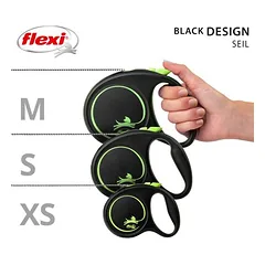 flexi Black Design juostinis pavadėlis, žalias, 5 m, Vidutiniams 11–25 kg — 4 nuotrauka