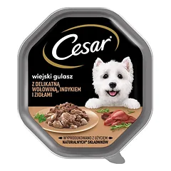CESAR  28 x 150 g Visavertis šlapias ėdalas suaugusiems šunims padaže su švelnia jautiena, kalakutiena ir žolelėmis nuo 14 metų. Nemokamai.