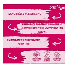 Dokas kramtomoji spiralė su vištienos krūtinėle, skanėstai šunims — 3 nuotrauka
