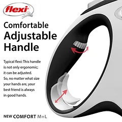 FLEXI pavadėlis šuniui New Comfort L juostinis 8m, juodas — 5 nuotrauka