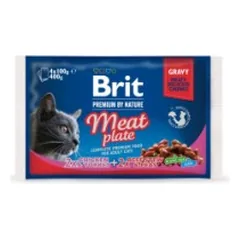 Brit Premium Cat Meat Plate maišeliai, drėgnas maistas katėms 400 g (4 x 100 g) parduotuvėje akvanamai.lt