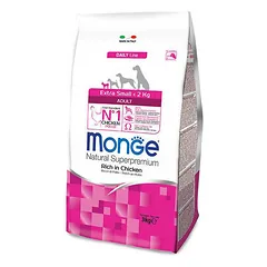 Monge Extra Small Adult su vištiena visavertis sausas maistas labai mažiems suaugusiems šunims, 0,8 kg