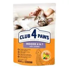 CLUB 4 PAWS Premium Visavertis pašaras suaugusioms, namuose gyvenančioms katėms, 0,9 kg