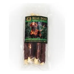 Real Dog SNACKS Žaliaminės odos ritinys su ėriena 25cm 500g