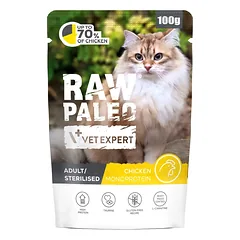 RAW PALEO Cat Adult Monoprotein Sterilised Chicken 100 g suaugusiems ir kastruotiems katėms su vištiena