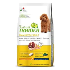 Natural Trainer Small&Toy Adult Dry-Cured Ham&Rice sausas maistas mažiems ir labai mažiems suaugusiems šunims, 7 kg