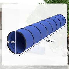 Agility tunelis šunims 300x50 cm, su 4 kuoliukais ir krepšiu, mažiems ir vidutiniams šunims, mėlynas — 3 nuotrauka
