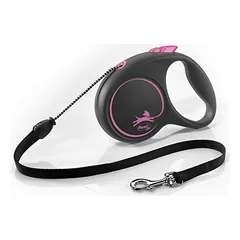 Flexi Black Design virvelinis pavadis, S, iki 12kg, 5 m, juodos spalvos — 2 nuotrauka