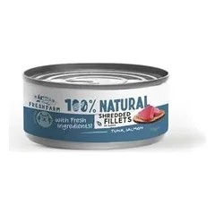 Prefera Fresh Farm Cat Shredded Fillets In Sauce With Tuna, Salmon And Chicken šlapias maistas katėms, 70 g