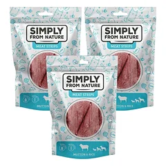 SIMPLY FROM NATURE Meat Strips Mėsos juostelės su aviena ir ryžiais šunims 3x80 g