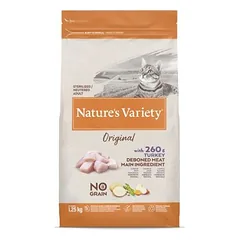 Nature’s Variety Original No Grain Sterilized Turkey be grūdų sausas maistas sterilizuotoms suaugusioms katėms su kalakutiena, 1.25 kg