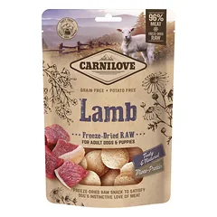 Carnilove Raw Freeze-Dried Snack Lamb liofilizuoti monoproteininiai užkandžiai šuniukams ir suaugusiems šunims, 60 g