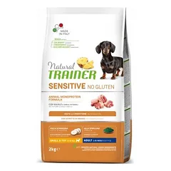 Natural Trainer Dog Sensitive No Gluten Small&Toy Pork – be gliuteno sausas maistas suaugusiems mažų veislių šunims su jautria virškinimo sistema, 2 kg