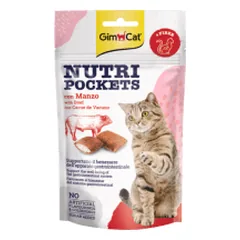 GimCat Nutri Pockets with Beef & Malt skanėstai katėms