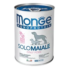 Monge Monoprotein paštetas, tik kiauliena, drėgnas maistas šunims 400 g parduotuvėje petreon.lt