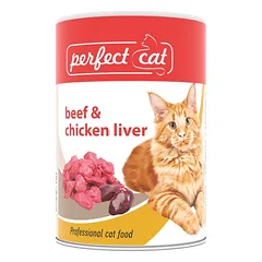 PERFECT CAT konservas su jautiena ir vištų kepenėlėm 400g