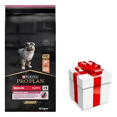 PRO PLAN Sensitive Skin Šuniukų ėdalas su lašiša 12kg + STAIGMENA ŠUNIUI