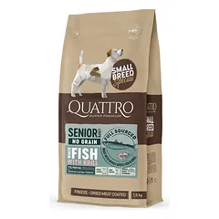 Quattro sausas maistas mažų veislių vyresniems šunims su žuvimi 1.5 kg